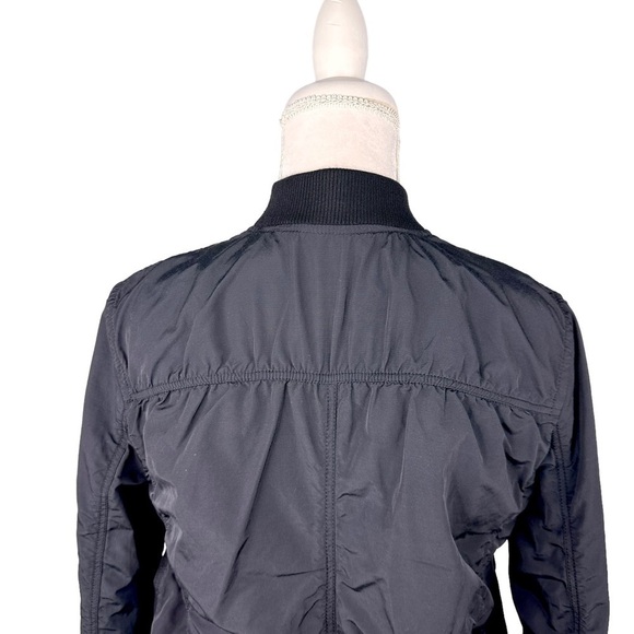 Vince black ruched bomber jacket pockets ribbed neck cuffs small - Picture 10 of 16
